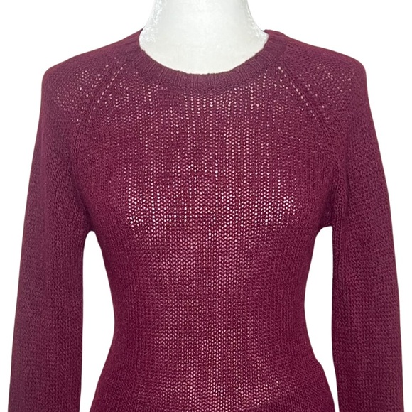 AEO Sweater Angora Wool Blend Crew Neck Long Sleeve Burgundy Wine Junior Large L - Picture 14 of 14